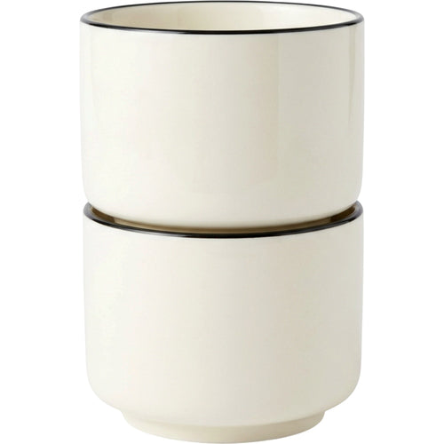 Linin Stackable Ceramic Cups 300 ml Ivory Black Set of 2 - Product view